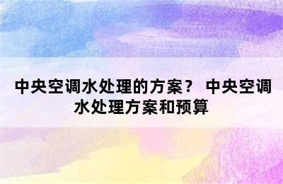 中央空调水处理的方案？ 中央空调水处理方案和预算